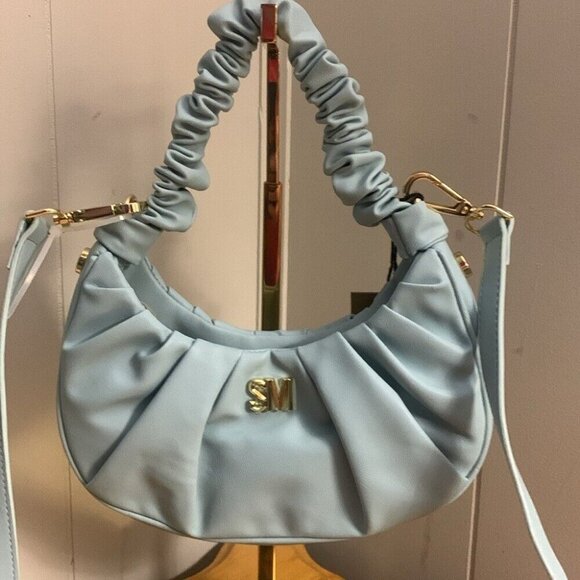 Steve Madden Corinne Crescent Crossbody 2-way Bag Ruched Handle Sea Crush Mint - Picture 2 of 12